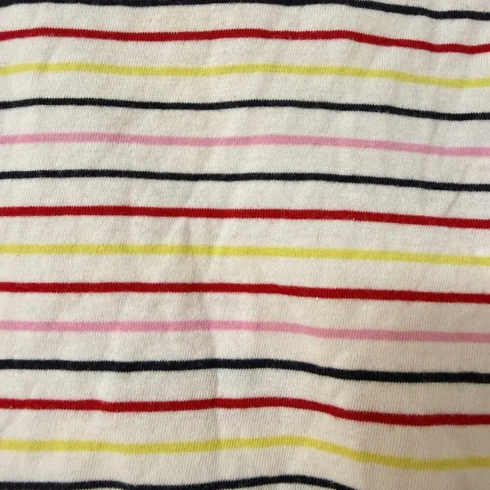 Old Navy 4T Girls White Long Sleeve Striped Tee Size 4T 100% Cotton